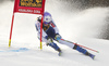 Ana Bucik of Slovenia skiing during first run of the women giant slalom race of the Audi FIS Alpine skiing World cup in Kranjska Gora, Slovenia. Women Golden Fox trophy giant slalom race of Audi FIS Alpine skiing World cup 2019-2020, was transferred from Maribor to Kranjska Gora, Slovenia, and was on Saturday, 15th of February 2020.
