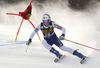 Ana Bucik of Slovenia skiing during first run of the women giant slalom race of the Audi FIS Alpine skiing World cup in Kranjska Gora, Slovenia. Women Golden Fox trophy giant slalom race of Audi FIS Alpine skiing World cup 2019-2020, was transferred from Maribor to Kranjska Gora, Slovenia, and was on Saturday, 15th of February 2020.
