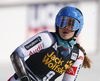 Clara Direz of France reacts in finish of the second run of the women giant slalom race of the Audi FIS Alpine skiing World cup in Kranjska Gora, Slovenia. Women Golden Fox trophy giant slalom race of Audi FIS Alpine skiing World cup 2019-2020, was transferred from Maribor to Kranjska Gora, Slovenia, and was on Saturday, 15th of February 2020.
