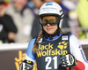 Andrea Ellenberger of Switzerland reacts in finish of the second run of the women giant slalom race of the Audi FIS Alpine skiing World cup in Kranjska Gora, Slovenia. Women Golden Fox trophy giant slalom race of Audi FIS Alpine skiing World cup 2019-2020, was transferred from Maribor to Kranjska Gora, Slovenia, and was on Saturday, 15th of February 2020.
