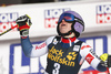 Tessa Worley of France reacts in finish of the second run of the women giant slalom race of the Audi FIS Alpine skiing World cup in Kranjska Gora, Slovenia. Women Golden Fox trophy giant slalom race of Audi FIS Alpine skiing World cup 2019-2020, was transferred from Maribor to Kranjska Gora, Slovenia, and was on Saturday, 15th of February 2020.
