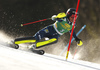Anna Swenn Larsson of Sweden skiing during first run of the women slalom race of the Audi FIS Alpine skiing World cup in Kranjska Gora, Slovenia. Women Golden Fox trophy slalom race of Audi FIS Alpine skiing World cup 2019-2020, was transferred from Maribor to Kranjska Gora, Slovenia, and was held on Sunday, 16th of February 2020.
