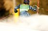 Anna Swenn Larsson of Sweden skiing during first run of the women slalom race of the Audi FIS Alpine skiing World cup in Kranjska Gora, Slovenia. Women Golden Fox trophy slalom race of Audi FIS Alpine skiing World cup 2019-2020, was transferred from Maribor to Kranjska Gora, Slovenia, and was held on Sunday, 16th of February 2020.
