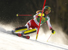 Katharina Liensberger of Austria skiing during first run of the women slalom race of the Audi FIS Alpine skiing World cup in Kranjska Gora, Slovenia. Women Golden Fox trophy slalom race of Audi FIS Alpine skiing World cup 2019-2020, was transferred from Maribor to Kranjska Gora, Slovenia, and was held on Sunday, 16th of February 2020.
