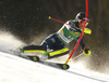 Emelie Wikstroem of Sweden skiing during first run of the women slalom race of the Audi FIS Alpine skiing World cup in Kranjska Gora, Slovenia. Women Golden Fox trophy slalom race of Audi FIS Alpine skiing World cup 2019-2020, was transferred from Maribor to Kranjska Gora, Slovenia, and was held on Sunday, 16th of February 2020.
