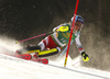 Chiara Mair of Austria skiing during first run of the women slalom race of the Audi FIS Alpine skiing World cup in Kranjska Gora, Slovenia. Women Golden Fox trophy slalom race of Audi FIS Alpine skiing World cup 2019-2020, was transferred from Maribor to Kranjska Gora, Slovenia, and was held on Sunday, 16th of February 2020.
