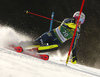 Magdalena Fjaellstroem of Sweden skiing during first run of the women slalom race of the Audi FIS Alpine skiing World cup in Kranjska Gora, Slovenia. Women Golden Fox trophy slalom race of Audi FIS Alpine skiing World cup 2019-2020, was transferred from Maribor to Kranjska Gora, Slovenia, and was held on Sunday, 16th of February 2020.
