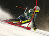 Magdalena Fjaellstroem of Sweden skiing during first run of the women slalom race of the Audi FIS Alpine skiing World cup in Kranjska Gora, Slovenia. Women Golden Fox trophy slalom race of Audi FIS Alpine skiing World cup 2019-2020, was transferred from Maribor to Kranjska Gora, Slovenia, and was held on Sunday, 16th of February 2020.
