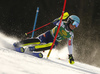 Meta Hrovat of Slovenia skiing during first run of the women slalom race of the Audi FIS Alpine skiing World cup in Kranjska Gora, Slovenia. Women Golden Fox trophy slalom race of Audi FIS Alpine skiing World cup 2019-2020, was transferred from Maribor to Kranjska Gora, Slovenia, and was held on Sunday, 16th of February 2020.
