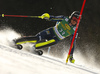 Sara Hector of Sweden skiing during first run of the women slalom race of the Audi FIS Alpine skiing World cup in Kranjska Gora, Slovenia. Women Golden Fox trophy slalom race of Audi FIS Alpine skiing World cup 2019-2020, was transferred from Maribor to Kranjska Gora, Slovenia, and was held on Sunday, 16th of February 2020.
