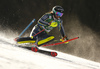 Estelle Alphand of Sweden skiing during first run of the women slalom race of the Audi FIS Alpine skiing World cup in Kranjska Gora, Slovenia. Women Golden Fox trophy slalom race of Audi FIS Alpine skiing World cup 2019-2020, was transferred from Maribor to Kranjska Gora, Slovenia, and was held on Sunday, 16th of February 2020.
