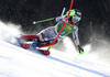 Nina Haver-Loeseth of Norway skiing during first run of the women slalom race of the Audi FIS Alpine skiing World cup in Kranjska Gora, Slovenia. Women Golden Fox trophy slalom race of Audi FIS Alpine skiing World cup 2019-2020, was transferred from Maribor to Kranjska Gora, Slovenia, and was held on Sunday, 16th of February 2020.
