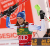 Winner Petra Vlhova of Slovakia celebrates her medal won in the women slalom race of the Audi FIS Alpine skiing World cup in Kranjska Gora, Slovenia. Women Golden Fox trophy slalom race of Audi FIS Alpine skiing World cup 2019-2020, was transferred from Maribor to Kranjska Gora, Slovenia, and was held on Sunday, 16th of February 2020.
