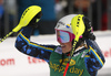 Magdalena Fjaellstroem of Sweden reacts in finish of the second run of the women slalom race of the Audi FIS Alpine skiing World cup in Kranjska Gora, Slovenia. Women Golden Fox trophy slalom race of Audi FIS Alpine skiing World cup 2019-2020, was transferred from Maribor to Kranjska Gora, Slovenia, and was held on Sunday, 16th of February 2020.
