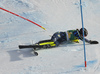Anna Swenn Larsson of Sweden crashing just few gates from finish of the second run of the women slalom race of the Audi FIS Alpine skiing World cup in Kranjska Gora, Slovenia. Women Golden Fox trophy slalom race of Audi FIS Alpine skiing World cup 2019-2020, was transferred from Maribor to Kranjska Gora, Slovenia, and was held on Sunday, 16th of February 2020.
