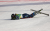 Anna Swenn Larsson of Sweden crashing just few gates from finish of the second run of the women slalom race of the Audi FIS Alpine skiing World cup in Kranjska Gora, Slovenia. Women Golden Fox trophy slalom race of Audi FIS Alpine skiing World cup 2019-2020, was transferred from Maribor to Kranjska Gora, Slovenia, and was held on Sunday, 16th of February 2020.
