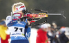 Venla Lehtonen of Finland during zeroing before start of the Women Sprint race of BMW IBU Biathlon World cup in Pokljuka, Slovenia. Women Sprint race of BMW IBU Biathlon World cup was held in Pokljuka, Slovenia, on Thursday 5th of January 2023.