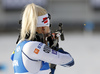 Mari Eder of Finland during zeroing before start of the Women Sprint race of BMW IBU Biathlon World cup in Pokljuka, Slovenia. Women Sprint race of BMW IBU Biathlon World cup was held in Pokljuka, Slovenia, on Thursday 5th of January 2023.