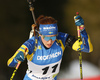 Linn Persson of Sweden competing during Women Sprint race of BMW IBU Biathlon World cup in Pokljuka, Slovenia. Women Sprint race of BMW IBU Biathlon World cup was held in Pokljuka, Slovenia, on Thursday 5th of January 2023.