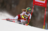 Katharina Liensberger of Austria skiing in the first run of the women giant slalom race of Audi FIS Alpine skiing World cup in Kranjska Gora, Slovenia. Women Golden Fox Trophy giant slalom race of Audi FIS Alpine skiing World cup, was held in Kranjska Gora, Slovenia, on Saturday, 7th of January 2023.