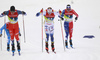 Michal Novak of Czech, Marcus Grate of Sweden and Jules Chappaz of France skiing in men finals of the Cross country skiing sprint race of FIS Nordic skiing World Championships 2023 in Planica, Slovenia. Cross country skiing sprint race of FIS Nordic skiing World Championships 2023 were held in Planica Nordic Center in Planica, Slovenia, on Thursday, 23rd of February 2023.