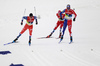 Michal Novak of Czech, Jules Chappaz of France skiing in men finals of the Cross country skiing sprint race of FIS Nordic skiing World Championships 2023 in Planica, Slovenia. Cross country skiing sprint race of FIS Nordic skiing World Championships 2023 were held in Planica Nordic Center in Planica, Slovenia, on Thursday, 23rd of February 2023.