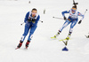 Annika Malacinski of USA and Minja Korhonen of Finland skiing in women Nordic combined race of FIS Nordic skiing World Championships 2023 in Planica, Slovenia. Nordic combined skiing race of FIS Nordic skiing World Championships 2023 were held in Planica Nordic Center in Planica, Slovenia, on Friday, 24th of February 2023.