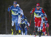 Iivo Niskanen of Finland and Simen Hegstad Krueger of Norway skiing in men cross country skiing skiathlon (15km classic and 15km free) race of FIS Nordic skiing World Championships 2023 in Planica, Slovenia. Cross country skiing skiathlon race of FIS Nordic skiing World Championships 2023 were held in Planica Nordic Center in Planica, Slovenia, on Friday, 24th of February 2023.