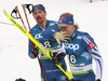 Iivo Niskanen of Finland and Perttu Hyvarinen of Finland in finish the men cross country skiing skiathlon (15km classic and 15km free) race of FIS Nordic skiing World Championships 2023 in Planica, Slovenia. Cross country skiing skiathlon race of FIS Nordic skiing World Championships 2023 were held in Planica Nordic Center in Planica, Slovenia, on Friday, 24th of February 2023.