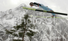 Bjoern Einar Romoeren of Norway soars through the air during qualification jump of FIS Ski jumping World Cup finals in Planica, Slovenia. Training and qualification sessions for FIS Ski jumping World cup were held in Planica, Slovenia, on K215 ski flying hill on 13th of March, 2008.  <br> FIS Ski jumping World cup finals were held in Planica, Slovenia between 13th and 16th of March 2008.
