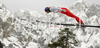 Tom Hilde of Norway soars through the air during qualification jump of FIS Ski jumping World Cup finals in Planica, Slovenia. Training and qualification sessions for FIS Ski jumping World cup were held in Planica, Slovenia, on K215 ski flying hill on 13th of March, 2008.  <br> FIS Ski jumping World cup finals were held in Planica, Slovenia between 13th and 16th of March 2008.
