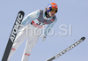 Tom Hilde of Norway soars through the air during training jump of FIS Ski jumping World Cup finals in Planica, Slovenia. Training session for FIS Ski jumping World cup was held in Planica, Slovenia, on K215 ski flying hill on 14th of March, 2008.  <br> FIS Ski jumping World cup finals were held in Planica, Slovenia between 13th and 16th of March 2008.
