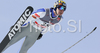 Janne Ahonen of Finland soars through the air during training jump of FIS Ski jumping World Cup finals in Planica, Slovenia. Training session for FIS Ski jumping World cup was held in Planica, Slovenia, on K215 ski flying hill on 14th of March, 2008.  <br> FIS Ski jumping World cup finals were held in Planica, Slovenia between 13th and 16th of March 2008.
