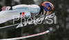 Tom Hilde of Norway soars through the air during first series of day 1 of FIS Ski jumping World Cup finals in Planica, Slovenia. Day 1 of FIS Ski jumping World cup finals was held in Planica, Slovenia, on K215 ski flying hill on 14th of March, 2008.  <br> FIS Ski jumping World cup finals were held in Planica, Slovenia between 13th and 16th of March 2008.
