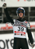 Winner Gregor Schlierenzauer of Austria reacts after second jump on day 1 of FIS Ski jumping World Cup finals in Planica, Slovenia. Day 1 of FIS Ski jumping World cup was held in Planica, Slovenia, on K215 ski flying hill on 14th of March, 2008.  <br> FIS Ski jumping World cup finals were held in Planica, Slovenia between 13th and 16th of March 2008.
