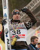 Second placed Janne Ahonen of Finland celebrate his medal won in first race of FIS Ski jumping World Cup finals in Planica, Slovenia. Training and qualification sessions for FIS Ski jumping World cup were held in Planica, Slovenia, on K215 ski flying hill on 14th of March, 2008.  <br> FIS Ski jumping World cup finals were held in Planica, Slovenia between 13th and 16th of March 2008.
