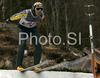 Matti Hautamaeki of Finland takes off during training jump of FIS Ski jumping World Cup finals in Planica, Slovenia. Training session for FIS Ski jumping World cup was held in Planica, Slovenia, on K215 ski flying hill on 14th of March, 2008.  <br> FIS Ski jumping World cup finals were held in Planica, Slovenia between 13th and 16th of March 2008.
