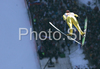 Janne Happonen of Finland soars through the air during training jump of FIS Ski jumping World Cup finals in Planica, Slovenia. Training session for team event of FIS Ski jumping World cup was held in Planica, Slovenia, on K215 ski flying hill on 15th of March, 2008.  <br> FIS Ski jumping World cup finals were held in Planica, Slovenia between 13th and 16th of March 2008.
