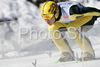 Noriaki Kasai of Japan takes off during training jump of FIS Ski jumping World Cup finals in Planica, Slovenia. Training session for team event of FIS Ski jumping World cup was held in Planica, Slovenia, on K215 ski flying hill on 15th of March, 2008.  <br> FIS Ski jumping World cup finals were held in Planica, Slovenia between 13th and 16th of March 2008.
