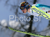 Jussi Hautamaeki of Finland soars through the air during first series of team event of FIS Ski jumping World Cup finals in Planica, Slovenia. Team event of FIS Ski jumping World cup finals was held in Planica, Slovenia, on K215 ski flying hill on 15th of March, 2008.  <br> FIS Ski jumping World cup finals were held in Planica, Slovenia between 13th and 16th of March 2008.
