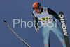 Anders Bardal of Norway soars through the air during first series of team event of FIS Ski jumping World Cup finals in Planica, Slovenia. Team event of FIS Ski jumping World cup finals was held in Planica, Slovenia, on K215 ski flying hill on 15th of March, 2008.  <br> FIS Ski jumping World cup finals were held in Planica, Slovenia between 13th and 16th of March 2008.
