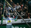Robert Kranjec of Slovenia reacts after second jump in team event of FIS Ski jumping World Cup finals in Planica, Slovenia. Team event of FIS Ski jumping World cup was held in Planica, Slovenia, on K215 ski flying hill on 15th of March, 2008.  <br> FIS Ski jumping World cup finals were held in Planica, Slovenia between 13th and 16th of March 2008.
