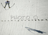 Janne Ahonen of Finland soars through the air in second jump in team event of FIS Ski jumping World Cup finals in Planica, Slovenia. Team event of FIS Ski jumping World cup was held in Planica, Slovenia, on K215 ski flying hill on 15th of March, 2008.  <br> FIS Ski jumping World cup finals were held in Planica, Slovenia between 13th and 16th of March 2008.
