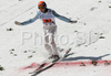 Tom Hilde of Norway lands in second jump in team event of FIS Ski jumping World Cup finals in Planica, Slovenia. Team event of FIS Ski jumping World cup was held in Planica, Slovenia, on K215 ski flying hill on 15th of March, 2008.  <br> FIS Ski jumping World cup finals were held in Planica, Slovenia between 13th and 16th of March 2008.
