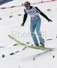 Bjoern Einar Romoeren of Norway lands during training jump of FIS Ski jumping World Cup finals in Planica, Slovenia. Training session for race of FIS Ski jumping World cup was held in Planica, Slovenia, on K215 ski flying hill on 16th of March, 2008.  <br> FIS Ski jumping World cup finals were held in Planica, Slovenia between 13th and 16th of March 2008.
