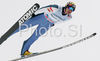 Janne Ahonen of Finland soars through the air during first series of last race of FIS Ski jumping World Cup finals in Planica, Slovenia. Last race of FIS Ski jumping World cup finals was held in Planica, Slovenia, on K215 ski flying hill on 16th of March, 2008.  <br> FIS Ski jumping World cup finals were held in Planica, Slovenia between 13th and 16th of March 2008.
