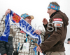 Janne Marvaila (L) saying good bye to their coach Tommi Nikunen (R) in outrun of Planica ski flying hill after last race of FIS Ski jumping World Cup finals in Planica, Slovenia. Last race of FIS Ski jumping World cup were held in Planica, Slovenia, on K215 ski flying hill on 16th of March, 2008.  <br> FIS Ski jumping World cup finals were held in Planica, Slovenia between 13th and 16th of March 2008.
