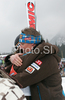 Janne Ahonen of Finland (L) saying good bye to his coach Tommi Nikunen in outrun of Planica ski flying hill after last race of FIS Ski jumping World Cup finals in Planica, Slovenia. Last race of FIS Ski jumping World cup were held in Planica, Slovenia, on K215 ski flying hill on 16th of March, 2008.  <br> FIS Ski jumping World cup finals were held in Planica, Slovenia between 13th and 16th of March 2008.
