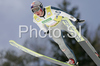 Gregor Schlierenzauer of Austria soars through the air during first round of Team competition of FIS Ski jumping World Cup finals in Planica, Slovenia. Team competition of FIS Ski jumping World cup finals was held on Saturday, 21st of March 2009 in Planica, Slovenia.
