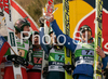 Third placed Russia with Denis Kornilov, Pavel Karelin, Ilja Rosliakov and Dimitry Vassiliev celebrate their medals won in Team competition of FIS Ski jumping World Cup finals in Planica, Slovenia. Team competition of FIS Ski jumping World cup finals was held on Saturday, 21st of March 2009 in Planica, Slovenia.
